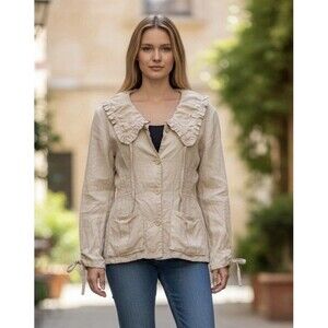 Hanna For La Journee Women’s Linen Jacket - Blouse Cardigan 4 Button down size 2